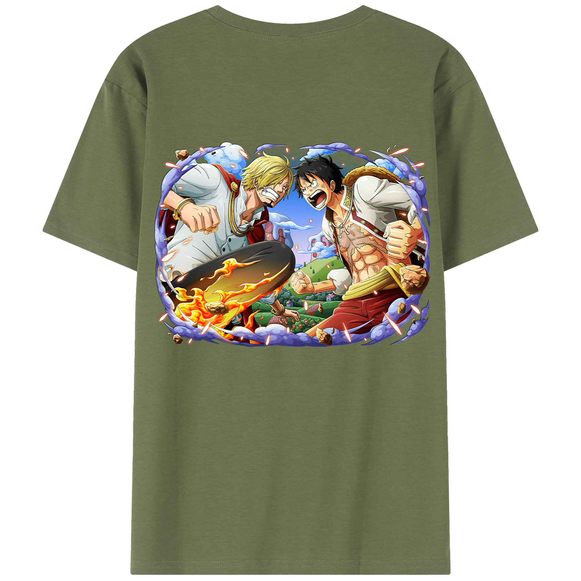ワンピース モンキー・D・ルフィ ONE PIECE Monkey D. Luffy 綿100％半袖Tシャツ（背面プリント）